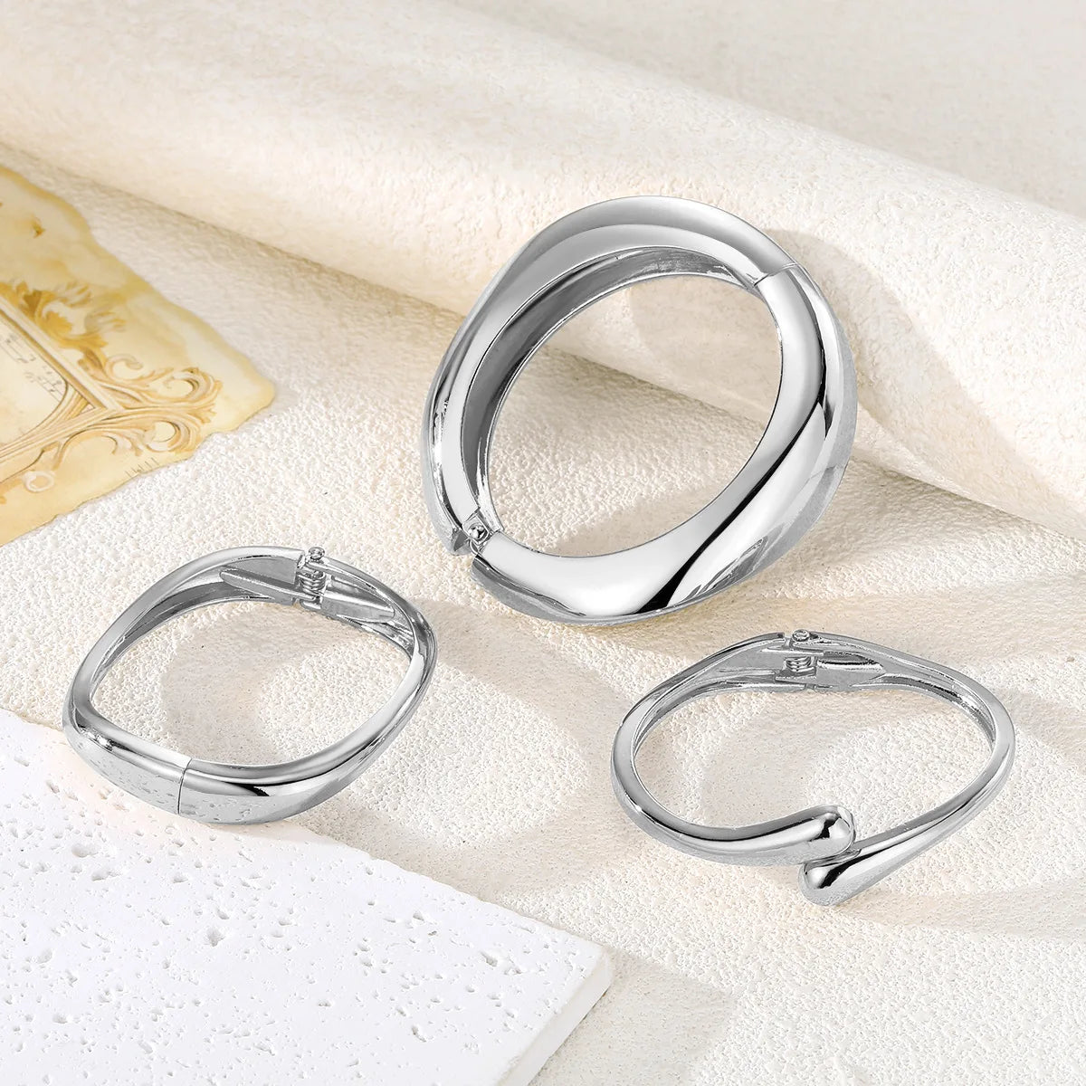 3 Styles Metal Cuff Bangles -
