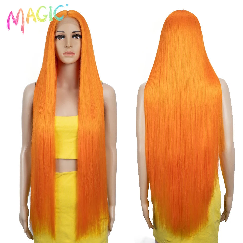 Achieve a magical transformation with this 38-inch ombre blonde lace front wig. Ideal for cosplay, events, or everyday wear, this wig offers a cute and stylish look that is sure to turn heads. -
