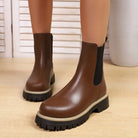 Shoes for Women Autumn and Winter New Round Toe Low Heel Women Boots Chelsea Motorcycle Boots Solid Color Casual Women Shoes 43 -