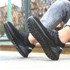 Braided safety shoes for men with steel toe protection, bump-proof, breathable, comfortable, lightweight, durable and safe. -