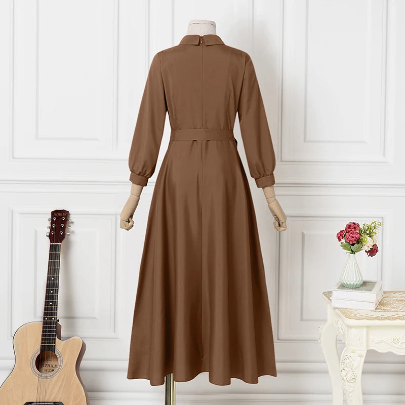 Women Long Sleeve A-line Dress -