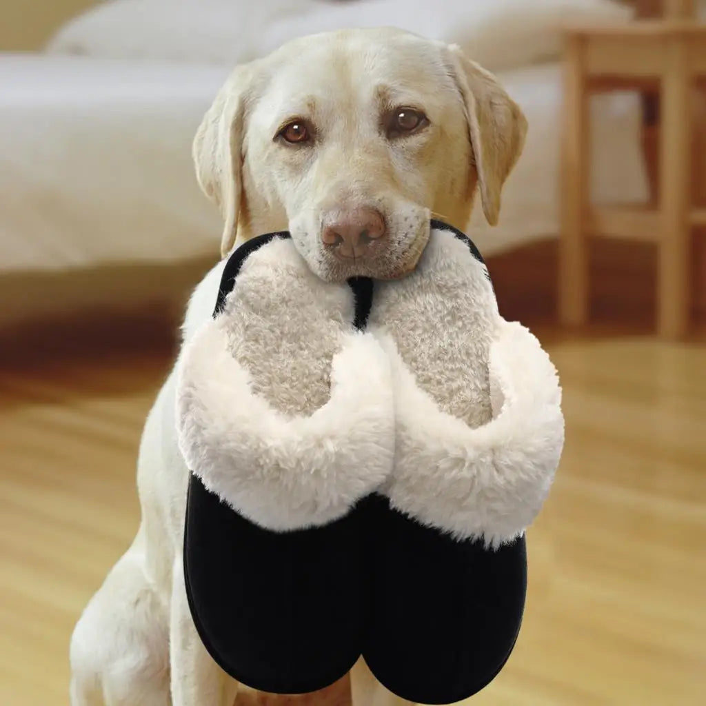 Evshine Women Plush Cotton Slippers Winter Indoor Warm Soft House Slipper Comfort Memory Foam Slides Outdoor Fur Fuzzy Flat Shoe -