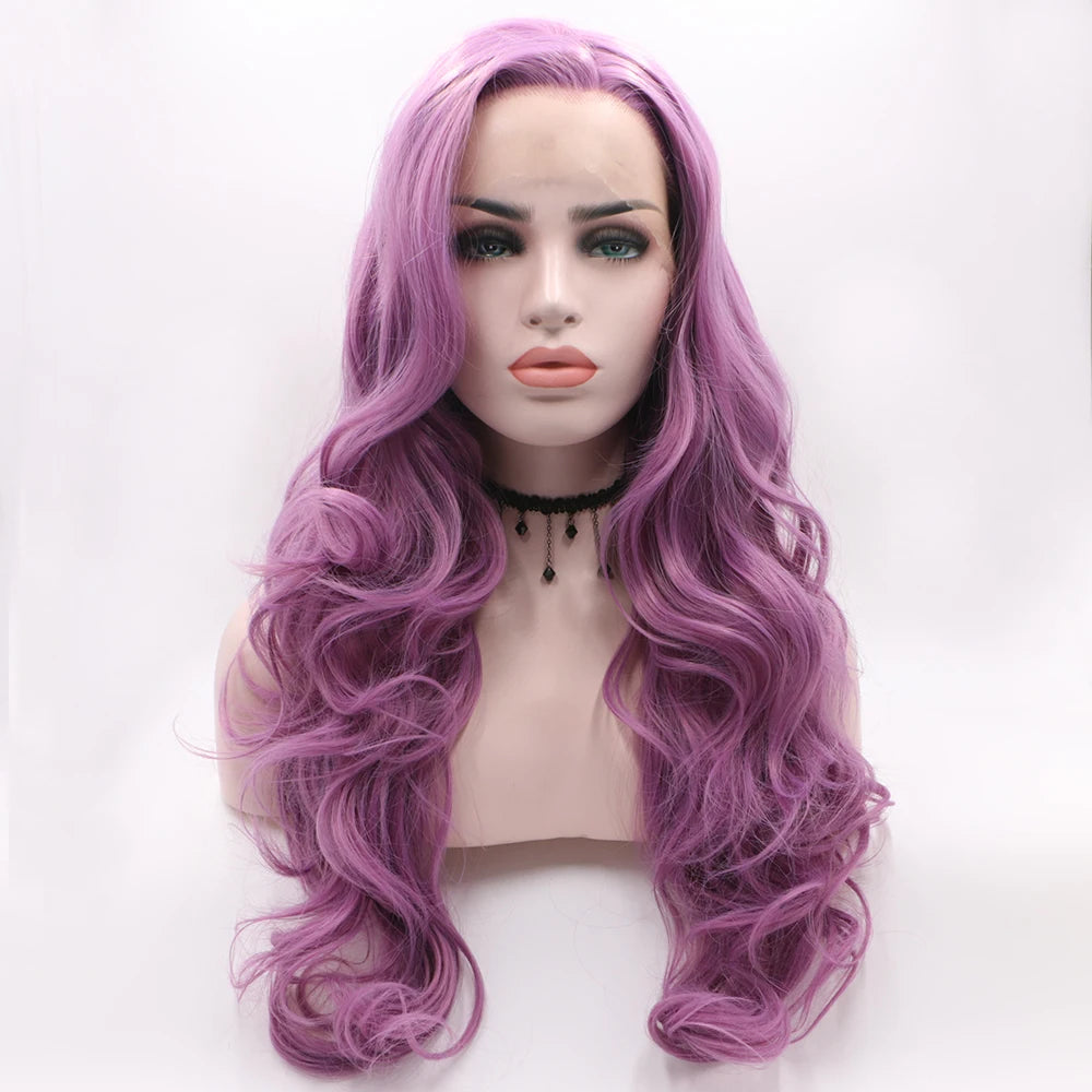 Make a statement with this purple and blonde loose wave 13x4 lace front wig—vibrant, stylish, and designed for a natural, flawless look! -