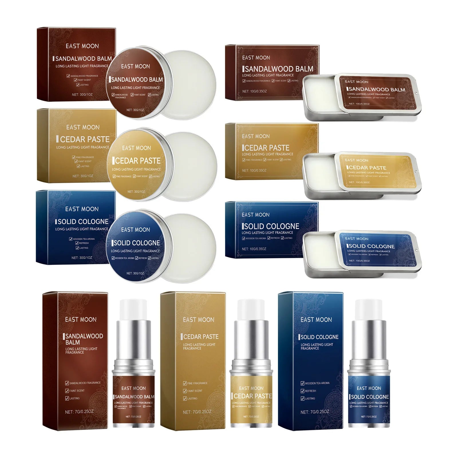 Men Sandalwood Balm Series Lasting Scent Keep Fresh Dating Flirting Improve Temptation Portable Body Light Fragrance Solid Balms -