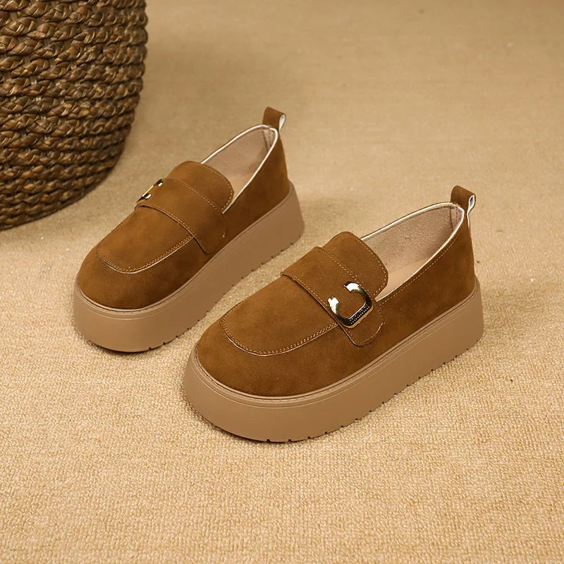 Elevate your style with these platform sole loafers for women. -