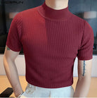 casual simple knitted base T-shirt -