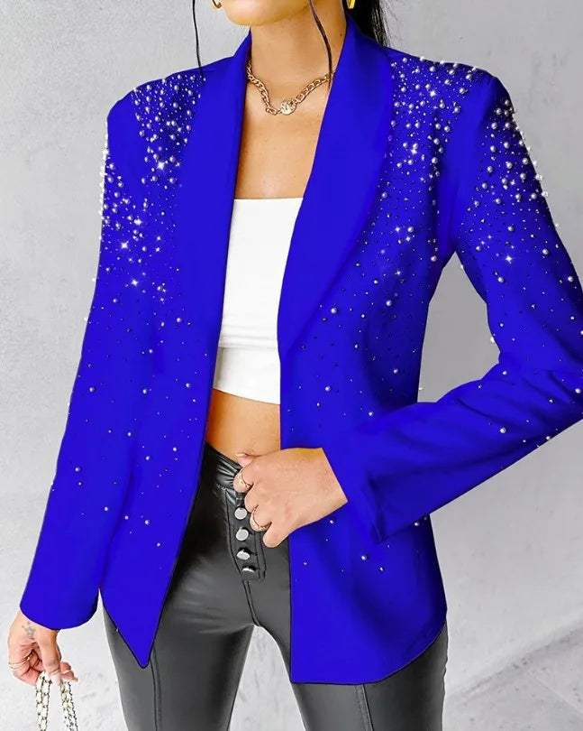 Stay trendy with these fashion blazers for women—streetwear-inspired slim long sleeve jackets with a turndown collar, perfect for casual autumn and spring wear! -