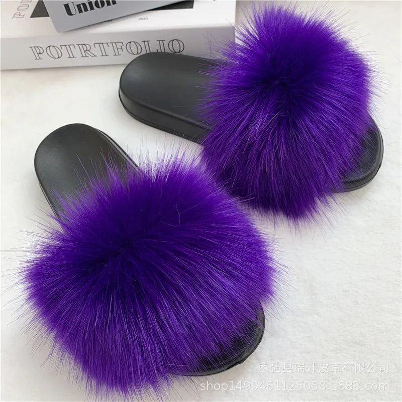 Faux Fur Slippers Women -