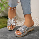2025 Women's Orthopedic Sandals Open Toe Retro Wedge Casual Flat Slippers Anti-slip Thick Sole -