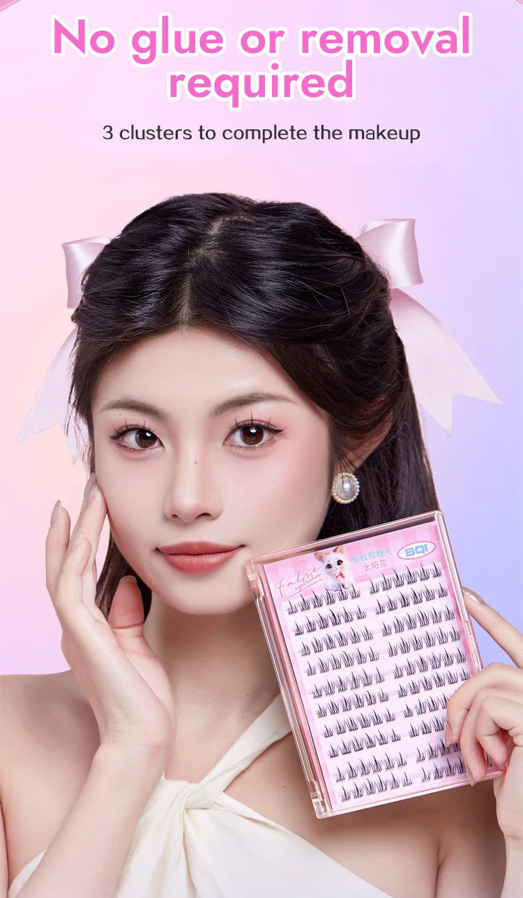 10 Rows of Large Capacity Glue-free False Eyelashes Single Cluster 10-12MM C-curled Natural Self-adhesive false Eyelashes -