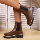 Shoes for Women Autumn and Winter New Round Toe Low Heel Women Boots Chelsea Motorcycle Boots Solid Color Casual Women Shoes 43 -