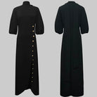 Modigirl Wedding Prom Evening Gown Party Slit Maxi Dresses for Woman 2025 New Lace Up Gold Button Womens Black Autumn Long Dress -