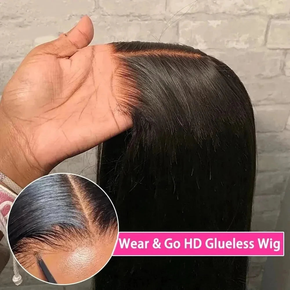 Wear And Go Glueless Wigs Human Hair Bob Straight Pre Cut Lace Front Wigs Human Hair Upgraded No Glue Lace Front Wigs For Women -