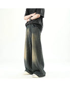 Men Denim Pants Blue Washed Male Jeans -