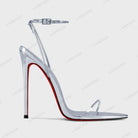 Silver 12cm slim toe high-heeled shoes, 2025 new sexy one-piece buckle fashion sandals, single shoe33-46 -