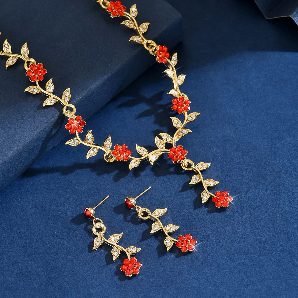 3PC Flower Necklace Earrings Jewelry Set -