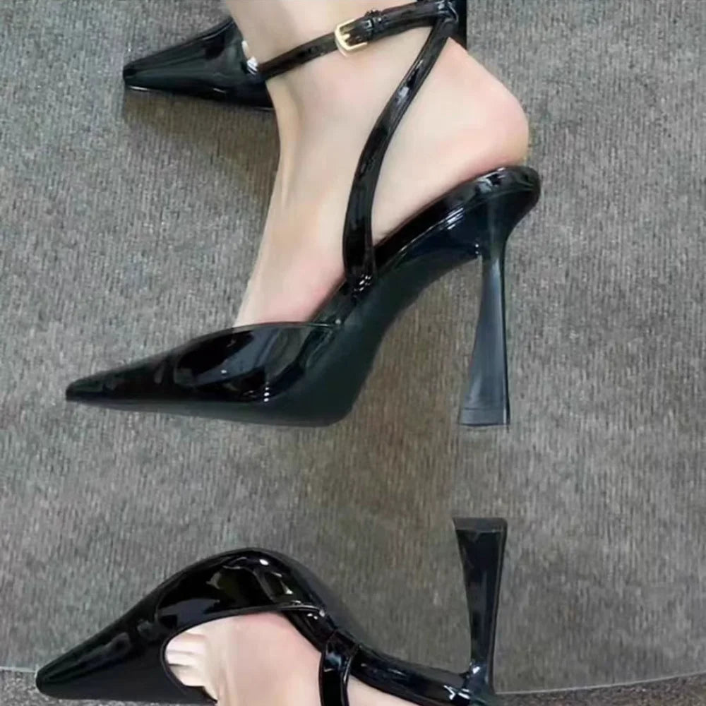 Shoes for Women 2025 Fashion Summer Pointed Toe High Heels Sexy Ankle Strap Evening Party Sandal Sweet with Ankle Buckle Strap -