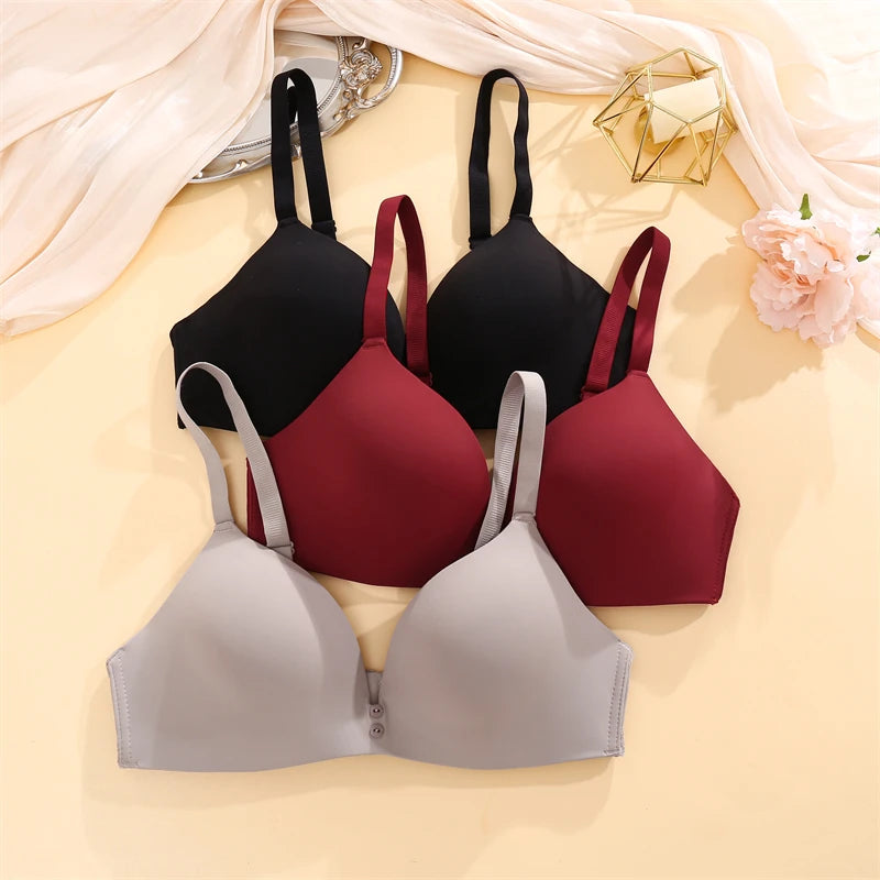 FINETOO Sexy Wire Free Push Up Underwear For Women Seamless Deep V Cup Bras Adjustable Comfort Bralette Female Backless Lingerie -