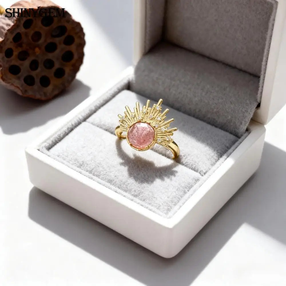 18K Gold Natural Crystal Stone (Tiger Eye) -