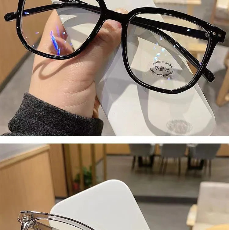 Anti-blue Light Glasses for Women with Regular Eyeglass Frame Finished Retro Flat Light Frame -