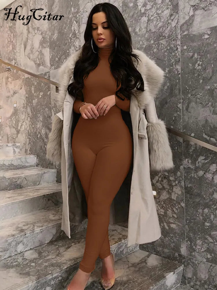 Long Sleeve Turtleneck Jumpsuit -