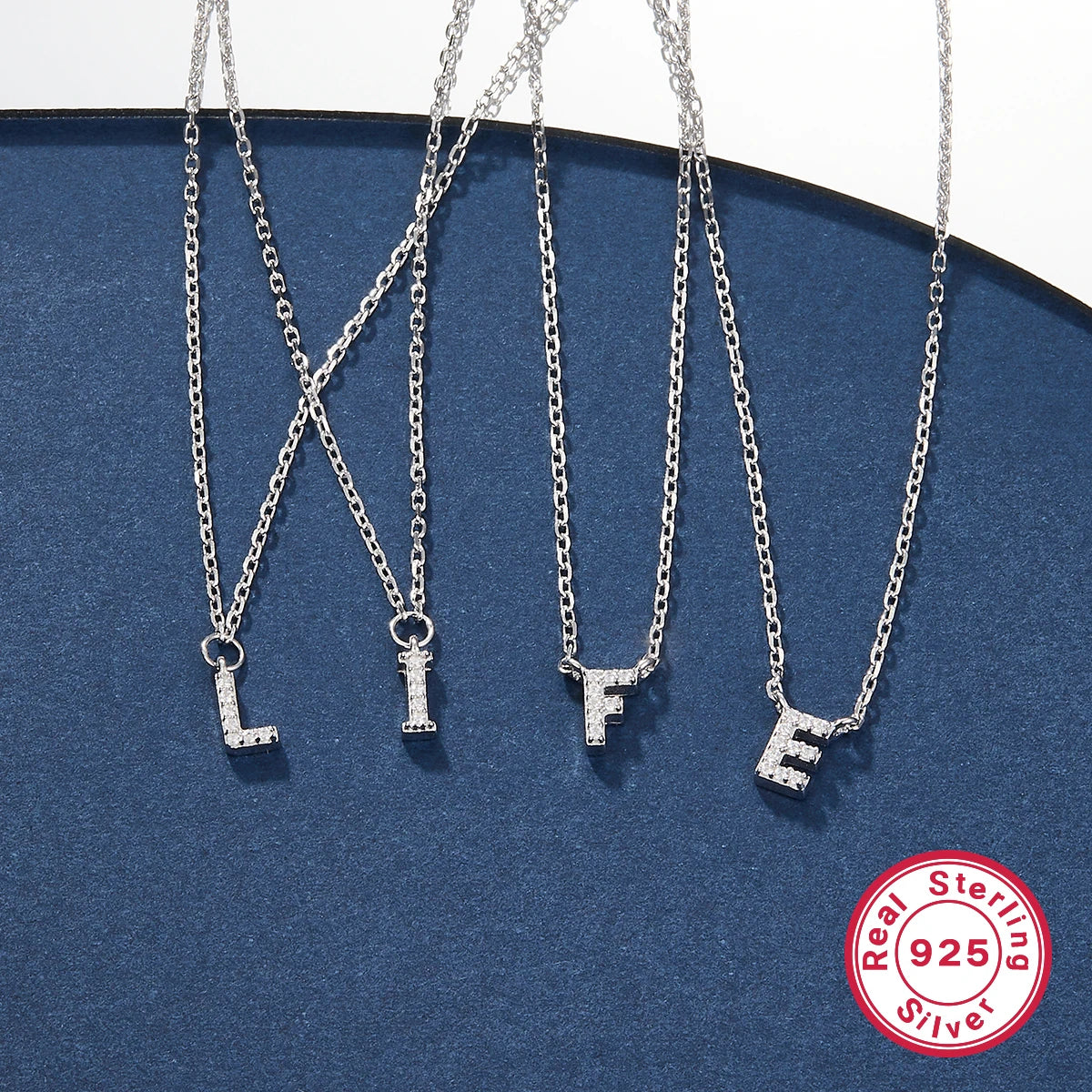 Sterling silver light luxury exquisite letter pendant necklace -