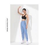 Woman Yoga Pants Hem Bound Running Fitness Loose Slim Quick-Dry Yoga Pants Pleated Capris Pockets Jogging Pants Sports pants -
