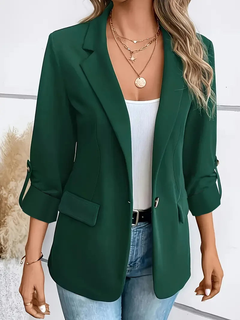 Step out in style with this sleek women's single-button blazer—classic elegance for any occasion! -