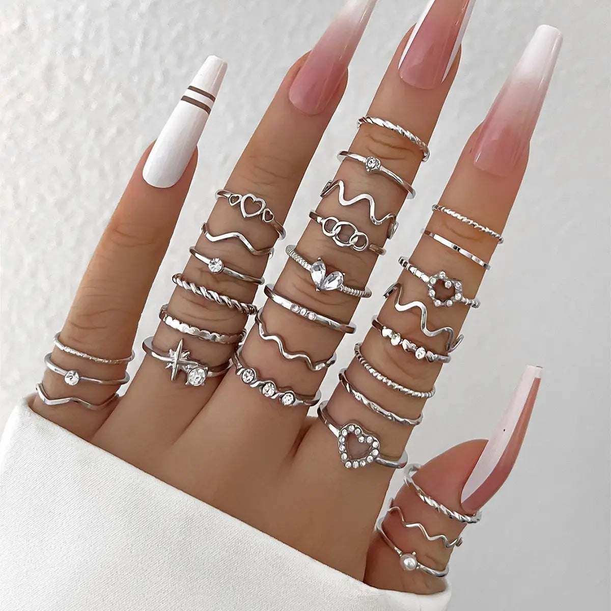 Wave Joint Rings Set (Women) -