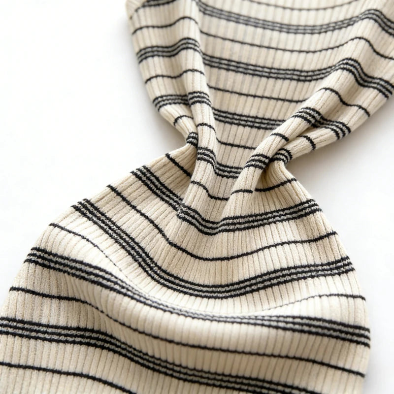 Black White Striped Spaghetti Strap Dress -