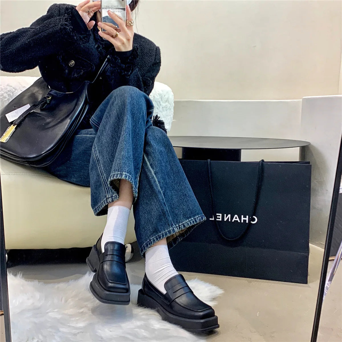 2025 New Women'S Shoes Low Heel Loafers Casual Ladies Slip on Square Toe Shoes Female Elegant Fashion Shoes Zapatillas Mujer -