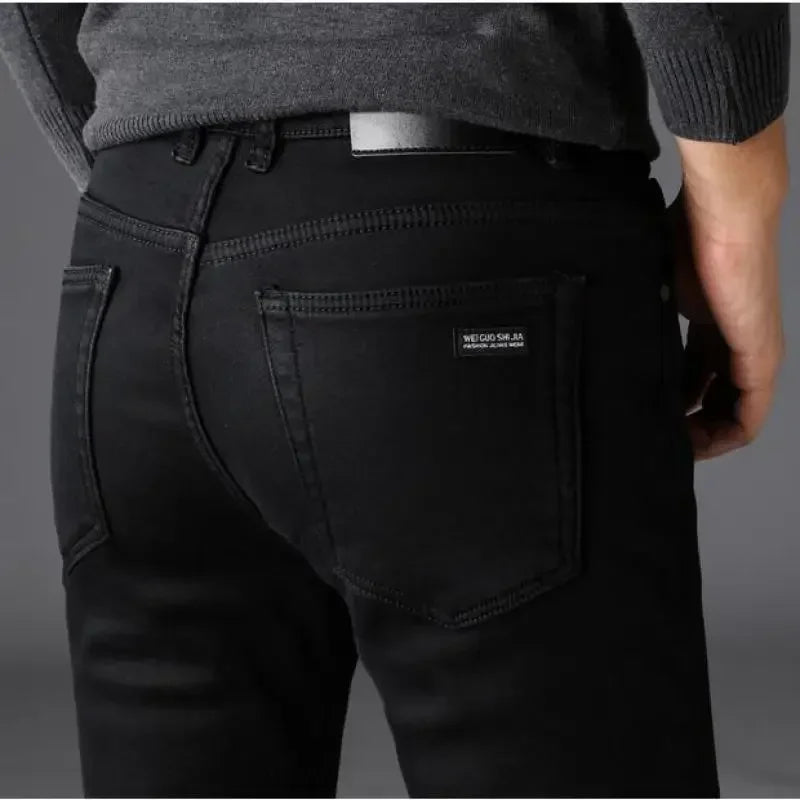 Classic Mens Jeans - Straight Fit Smart Casual Denim Pants -