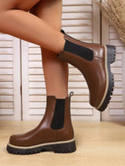 Shoes for Women Autumn and Winter New Round Toe Low Heel Women Boots Chelsea Motorcycle Boots Solid Color Casual Women Shoes 43 -
