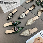 Women Luxury Fashion Elegant Pointed Toe Slides -