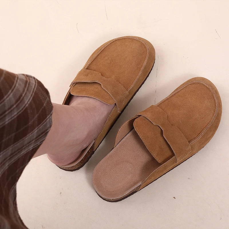 Evshine 2024 Women Cork Slides Classic Clogs For Women Fashion Mules Indoor Home Cork Suede Slippers Outdoor Soft Beach Slippers -