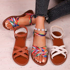 Shoes for Women 2025 Summer New Women Flat Sandals Bottom Roman Strap Sandals with Non Slip Rubber Soles Ladies Daily Sandalia -