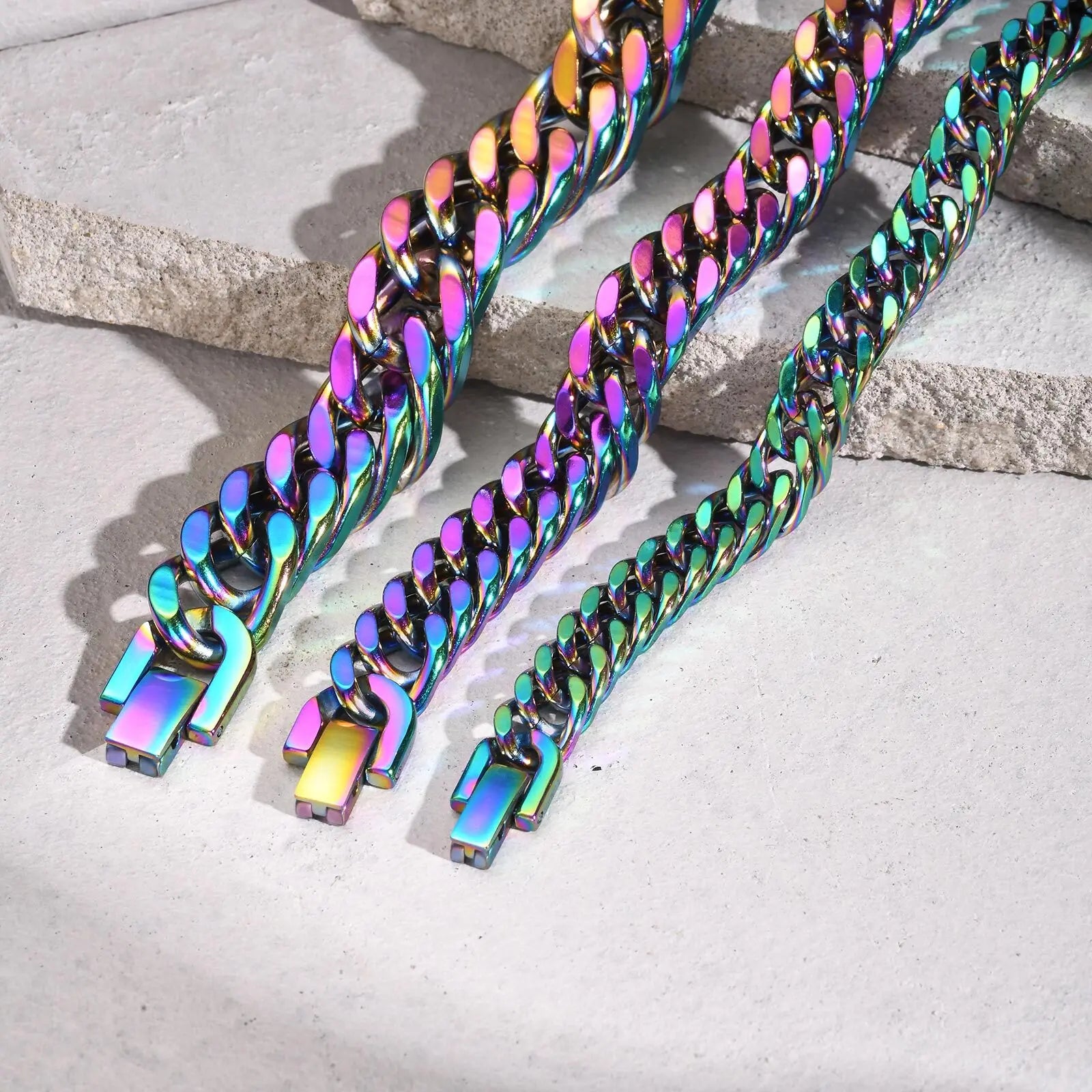 8mm/10mm/12mm Cuban Link Bracelets for Men Women -