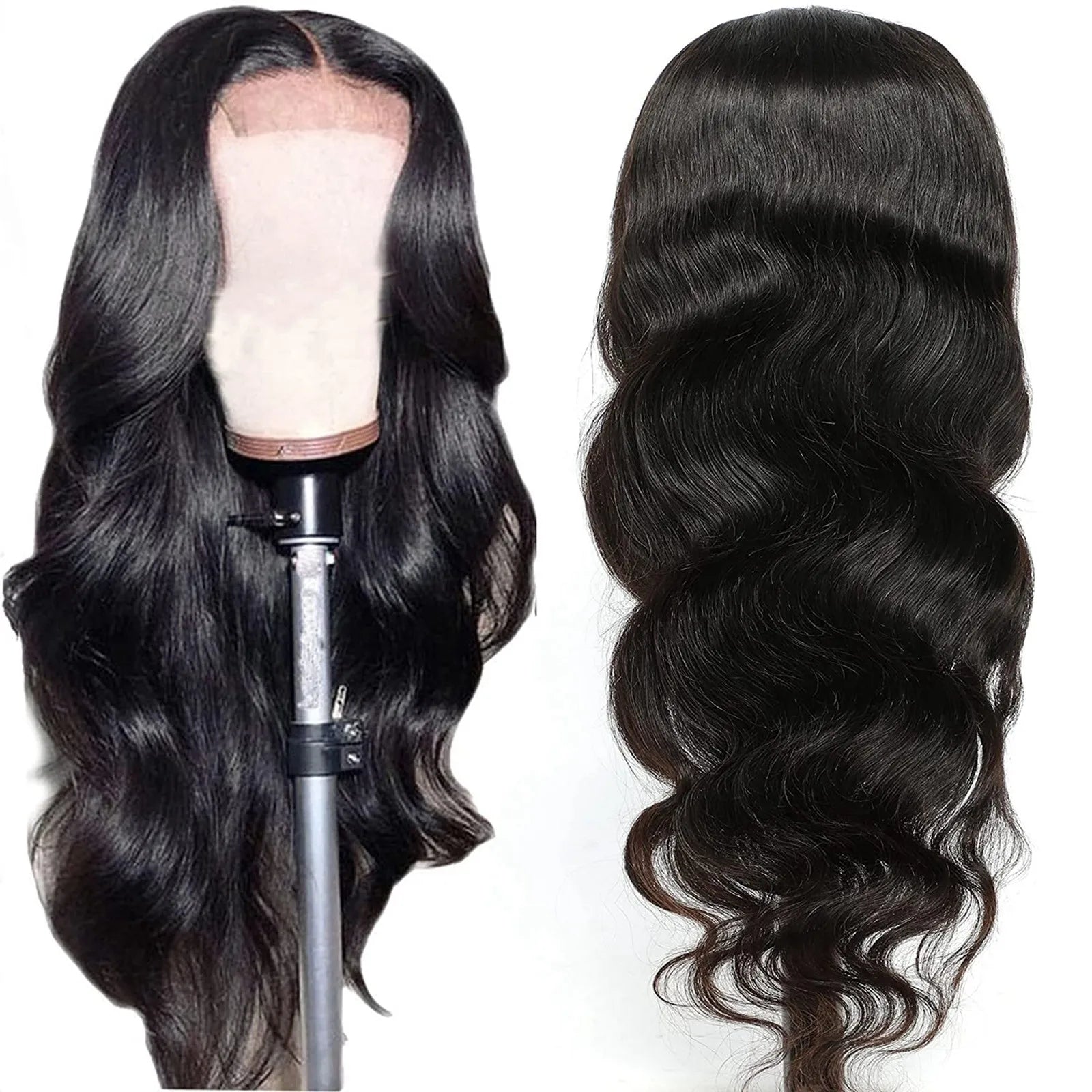 Experience luxurious style with this 26.7-inch body wave lace front wig—made from Brazilian human hair, featuring a pre-plucked hairline, baby hair, and a glueless lace closure for a natural, easy fit! -