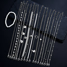 19Pcs Silver Color Anklet Sets -