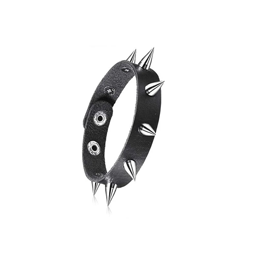 Black Round Square Gothic Spike Bracelet -