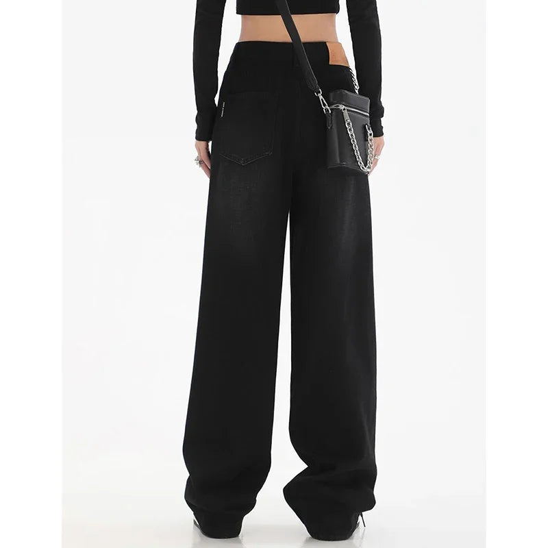 Embrace timeless style with these female classic retro high-waist baggy jeans—perfectly combining comfort and vintage flair! -