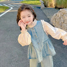 Children's Clothing Sets Girls Denim Vest + Long Sleeve Shirt + Wide Leg Pants Three-piece Suit Toddler Kids Boutique Clothes -