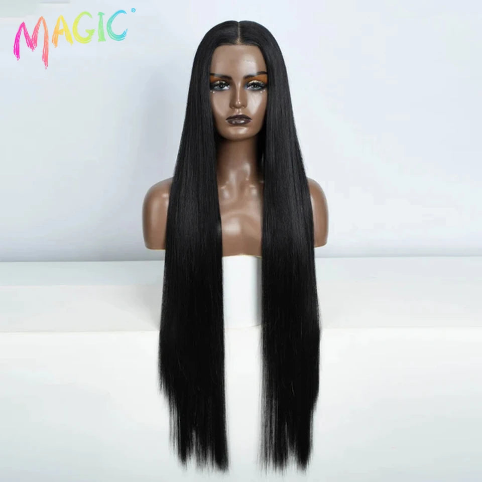 Achieve a magical transformation with this 38-inch ombre blonde lace front wig. Ideal for cosplay, events, or everyday wear, this wig offers a cute and stylish look that is sure to turn heads. -