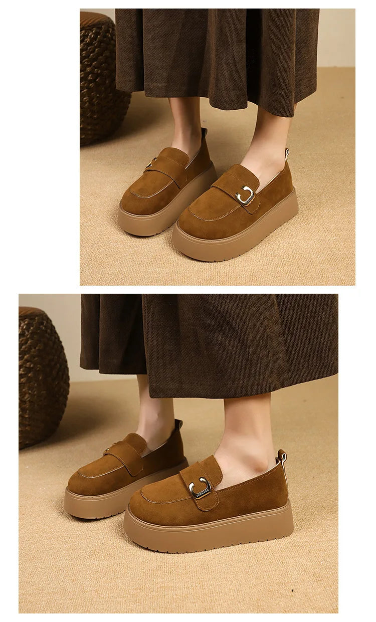 Elevate your style with these platform sole loafers for women. -