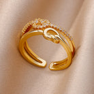Gold Plated Stainless Steel Crystal Rings -