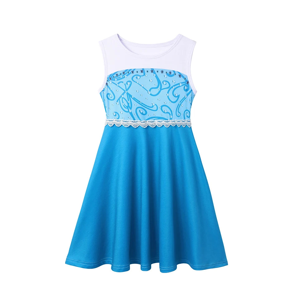 Summer Casual Dress for Girls Mermaid Dress One-Shoulder Sling Short Sleeve Cosplay Princess Costume Casual Vest 2-10 Years -
