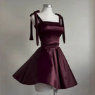 Women Sexy Mini Dress (Burgundy) -