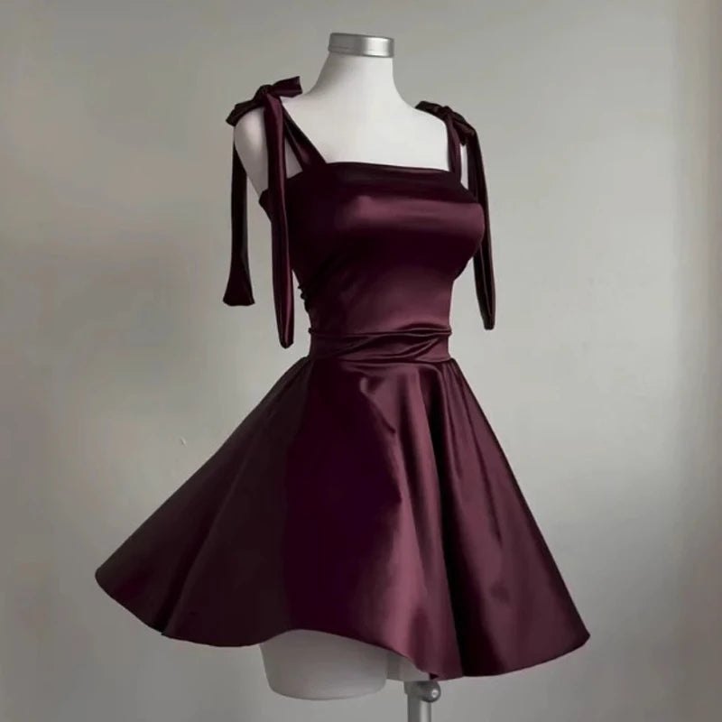 Women Sexy Mini Dress (Burgundy) -