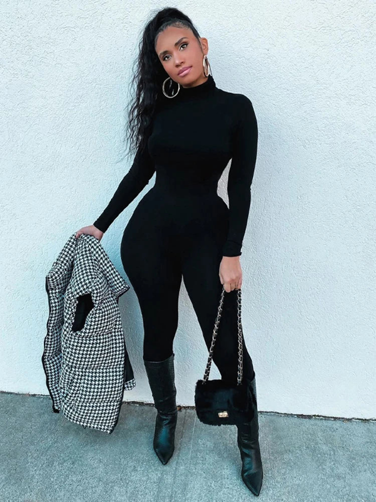 Long Sleeve Turtleneck Jumpsuit -