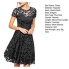 Make a chic statement with this elegant women's dress featuring an O-neck design, transparent lace, and hollow detail—a perfect choice for a sophisticated and stylish look. -